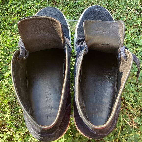 Lanvin Navy Suede Chukka Boots Men US 9 Minimalist Sneaker Sole Casual Fall Luxe - Picture 5 of 14